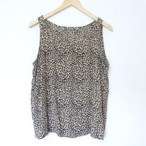 1990s Vintage women's micro leopard print lightweight tank top size XL